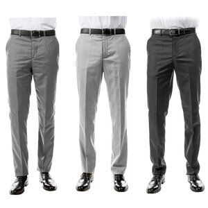 Azzuro Men’s 3-Pack Shades of Grey Dress Pants